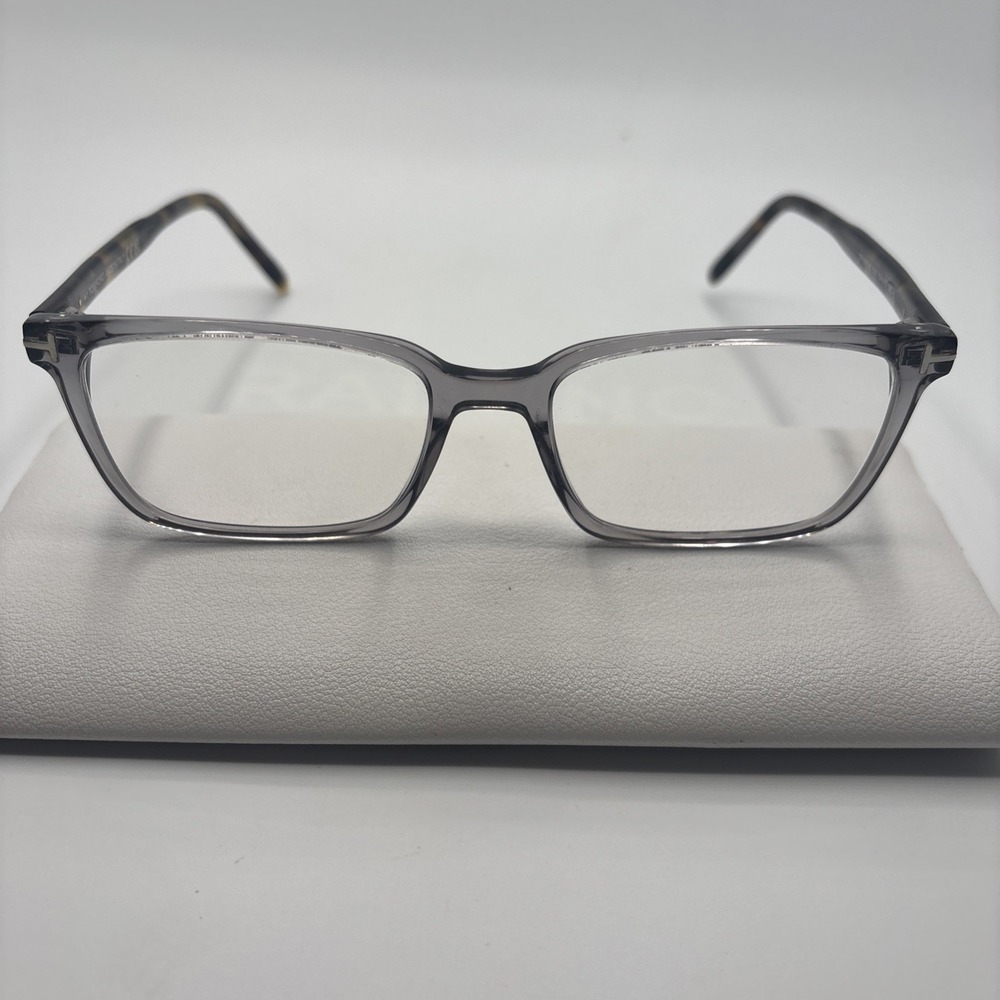 Tom Ford FT5802B 020 Transparent Gray Havana Eyeglasses Frame 53-17-145mm #C504